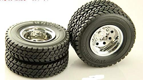 Hockus Accessories Front/Rear Rims/Tires for 1/14 KINGTAIR Hydraulic Heavy Engineering Tractor Truck Benz Man Volvo Dump 8x8 6x6 6x4 Trailer - (Color: Metal Scania 2PCS)