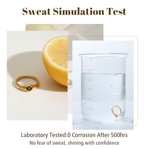 Engagement Rings for Women Red Heart Promise Rings for Her 18K Gold Plated Stainless Steel Non Tarnish Statement Ring Women's Wedding Jewelry Gift3