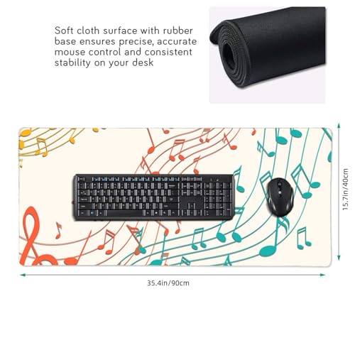 Tapis de souris grand format notes de musique avec base caoutchouc XL