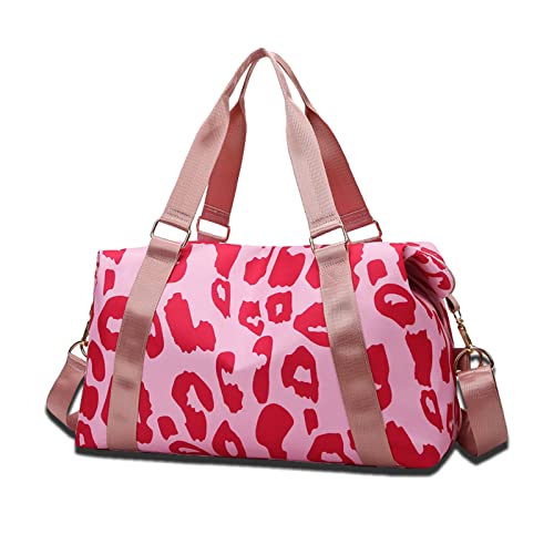 zhxinashu Reisetasche für Damen, Reisetasche für Reisen, Leoparden-Wochenendtaschen für Damen, große Übernachtungstaschen, rose, Large Cover