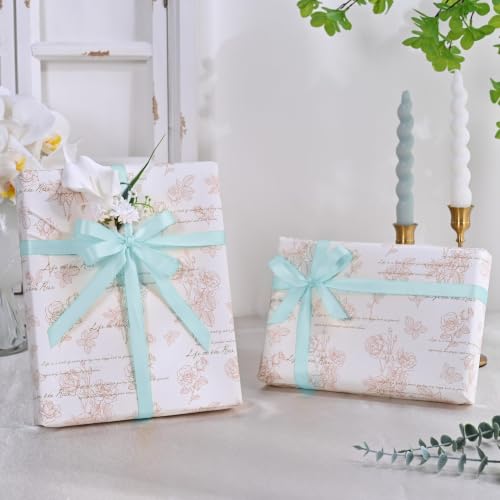 Image of Double Face Light Blue Satin Ribbon 5 /8 inch X 50 Yards Polyester Light Blue Ribbon for Gift Wrapping Very Suitable for Weddings Party Invitation Decorations and More