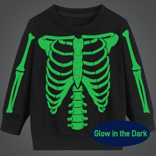 Toddler Boys Girls Halloween Sweatshirt Kids Pumpkin Face Long Sleeve Shirts Skeleton Clothes Tops 2-7T4