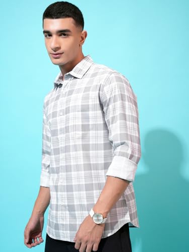 Image of Highlander Men's Cotton Slim Fit Checks Shirt | Full Sleeves | Regular Collar | Casual Shirts for Men
