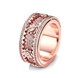 YTBHSHXZ anillos, Anillo EDC giratorio de aleación con incrustaciones diamantes, pulsera antiestrés mecánica brillante(Rose gold,U)