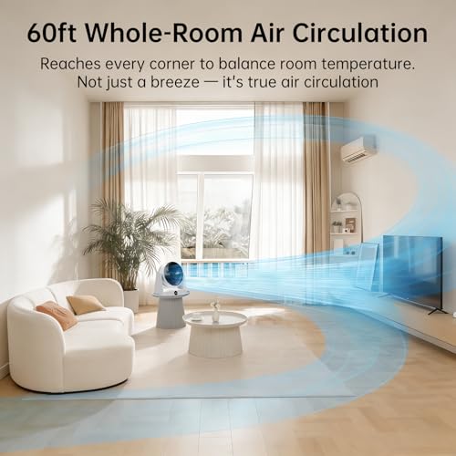 DUOMIY 3D Oscillation Air Circulator Fan with Remote, 12000mAh Battery Operated Cordless Desk Fan, 20dB Whisper Quiet Table Fan for Bedroom Home Office, 12 Speeds, 12H Timer, 650 CFM Powerful Airflow — view 2