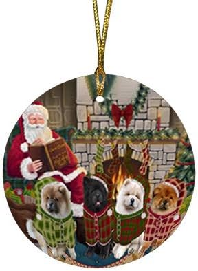 Have a Holly Jolly Chow Chow Dog Round Flat Ornament - Pet Decorative Hanging Ornaments for Christmas X-mas Tree Decorations - 2.75" Round Ceramic Christmas Ornament POR1287