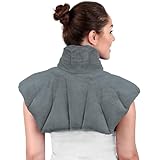 Large Microwavable Heating Pad for Neck and Shoulders - 5 Lb. Heavy Duty Weight for Deep Heat Therapy, Neck Relief, Stress Relief, Anxiety Relief, Neck Wrap Alternative to Rice Bags (Scented Gray)