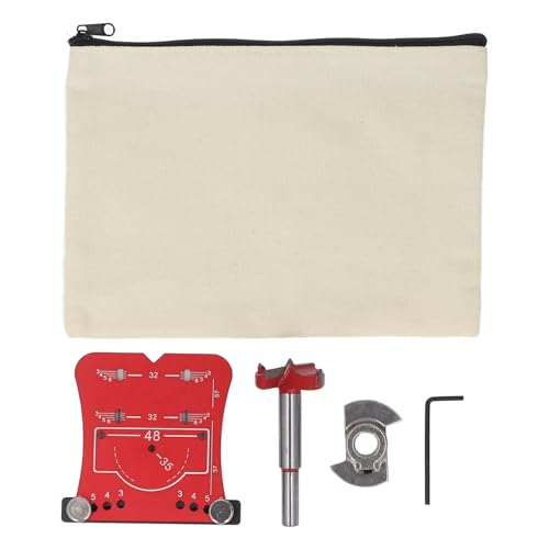 35mm Hinge Punch Locator Adjustable Hole Spacing Margin Marker Plate for Door Cabinet Installation (Red Hinge)