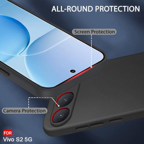 Image of TheGiftKart Sleek Back Cover Case for Vivo S2 5G | Slim Fit Protective Design | Ultra Matte Finish | Camera Protection Bump | Soft Silicon Back Cover Case for Vivo S2 5G (Silicone, Black)