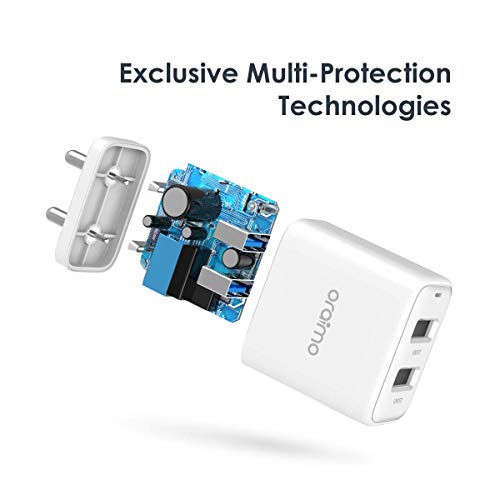 Image of Oraimo Wall Charger, Dual Port Fast Charger 5V /2.4A Fast Charging Power Adapter Compatible with iPhone 14 /13 /12 /X,Samsung S21 /S20 /Note 20 /10 /9 /8,Sony,Xiaomi,iPad,MacBook
