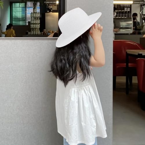 Kids Summer Bucket Straw Hat UV Protection Beach Sun Cap Wide Brim Floppy Boater Hat for Boys & Girls3