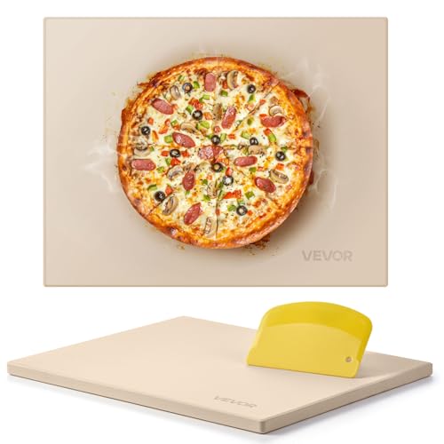 VEVOR Pizza Stone, 15 x 12 x 0.6 in Rectangular Cordierite Pizza Stone, Extra Large Baking Stone with Scraper, 1450℉ Heat-Resistant Bread Stone, for Kitchen Oven, Baking Bread & Pizzas, BBQ Grill by VEVOR - Used condition - US$18.78