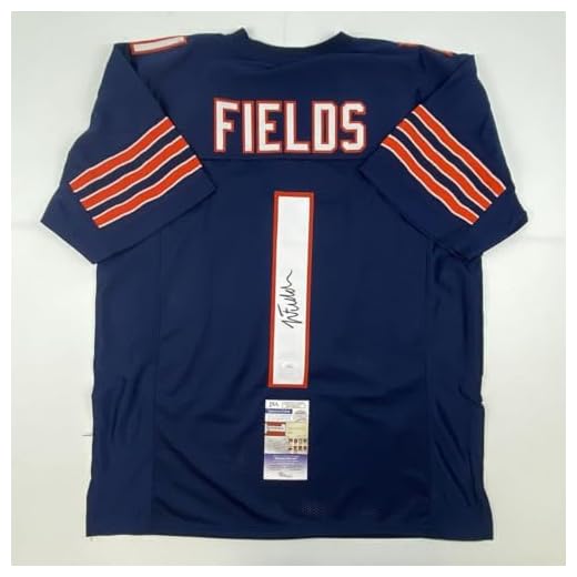 Autographed/Signed Justin Fields Chicago Blue Football Jersey JSA COA