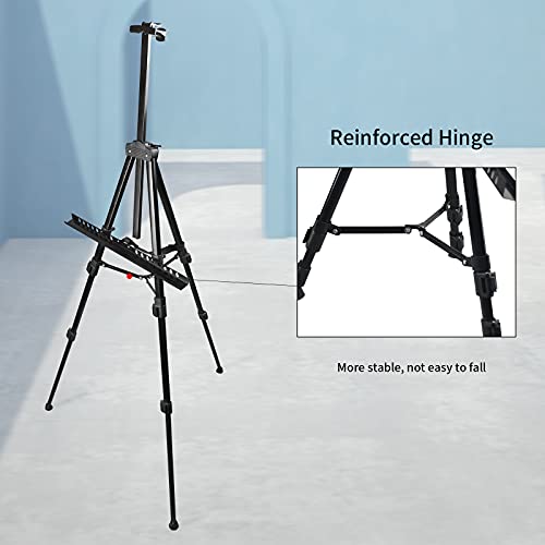 Artist Easel Stand, Rrftok Metal Tripod Adjustable Easel For Painting Canvases Height From 21" To 66"With Reinforced Triangle,Carry Bag For Table-Top/Floor Drawing And Didplaying #TOP2
