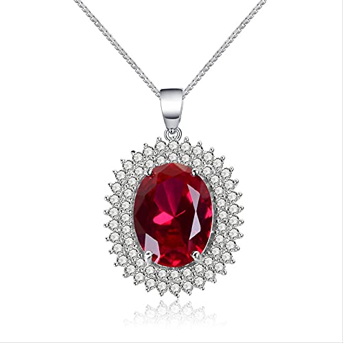 Bijou de charme mariée à offrir en collier pendentif ovale rubis 4ct argent