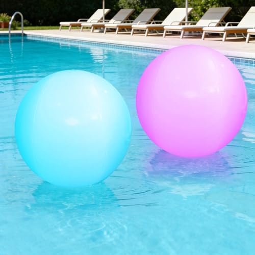 mizikuu Pallina luminosa a LED, 2 pezzi, Ø 40 cm, gonfiabile, con 16 colori, 4 modalità di luce, IP68, impermeabile, galleggiante, piscina, giocattolo, palline decorative