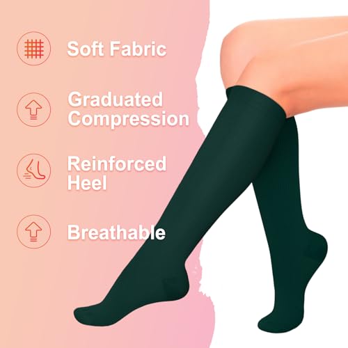 Image of Iseasoo 4 Pairs Compression Socks for Women Circulation-Best Support for Nurses,Running,Athletic,Travel