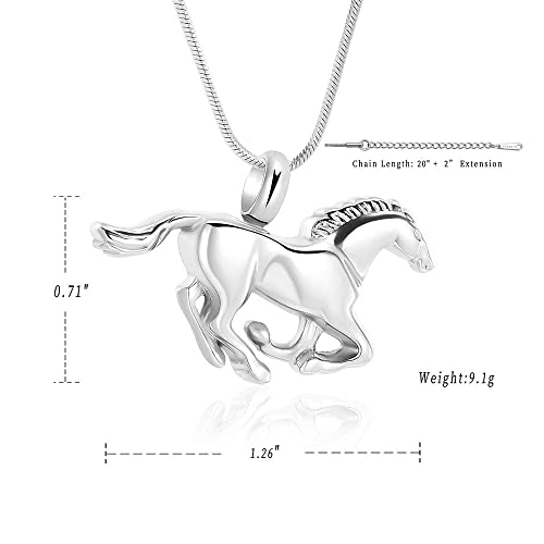 Minicremation Cremation Jewelry Urn Necklace For Ashes For Pet, Running Horse Shape Urn Pendant Cremation Ashes Jewelry Urn Necklace For Ashes Stainless Steel Funeral Keepsake Necklace #TOP2