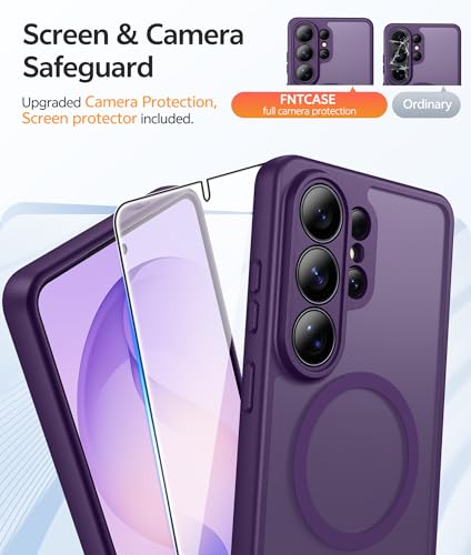 Image of FNTCASE for Samsung Galaxy S26-Ultra Case: [Fit for Magsafe] [Full Camera Protection] Translucent Matte Cases with [Screen Protector] Military Grade Shockproof Protective Phone Cover - Purple