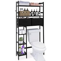 Estanteria Molger Wc SMIBUY Estante de Almacenamiento sobre el Inodoro, Organizador de baño Grande de bambú de 6 Niveles con 2 cajones para baño, lavadero (Negro)