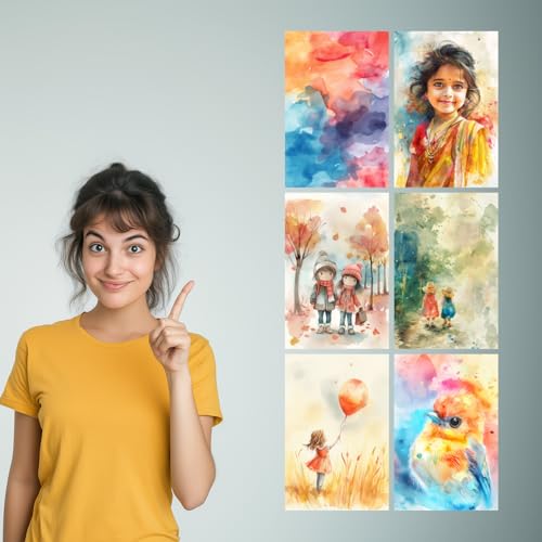 Image of SiddArtify Watercolor Abstract - Children Art Print Set - Sticker - 12x18 Inch - Pack of 6 Wall Room Decoration art Poster Prints