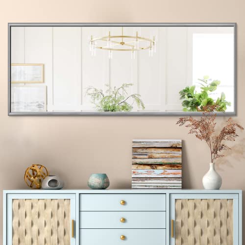 Image of NeuType Full Length Bedroom Wall-Mounted Floor Mirror with Standing Holder (Deep Gray)