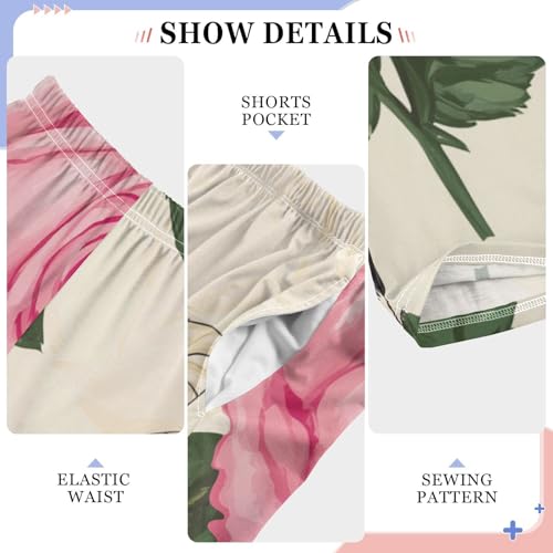 ZZXXB Bee Rose Flowers Boys Long Pants Soft Trousers Elastic Waist Kids Lounge Bottoms with Pockets S-XL4