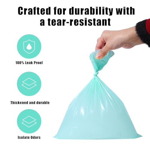 Image of USBOO Scented Disposable Diaper Bags, 8 Rolls / 120 Bags, Blue | Leak-Proof Biodegradable Diaper Bags with Dispenser, Ideal for Home & On-the-Go, Soiled Diapers & Pet Waste, Fresh Scent