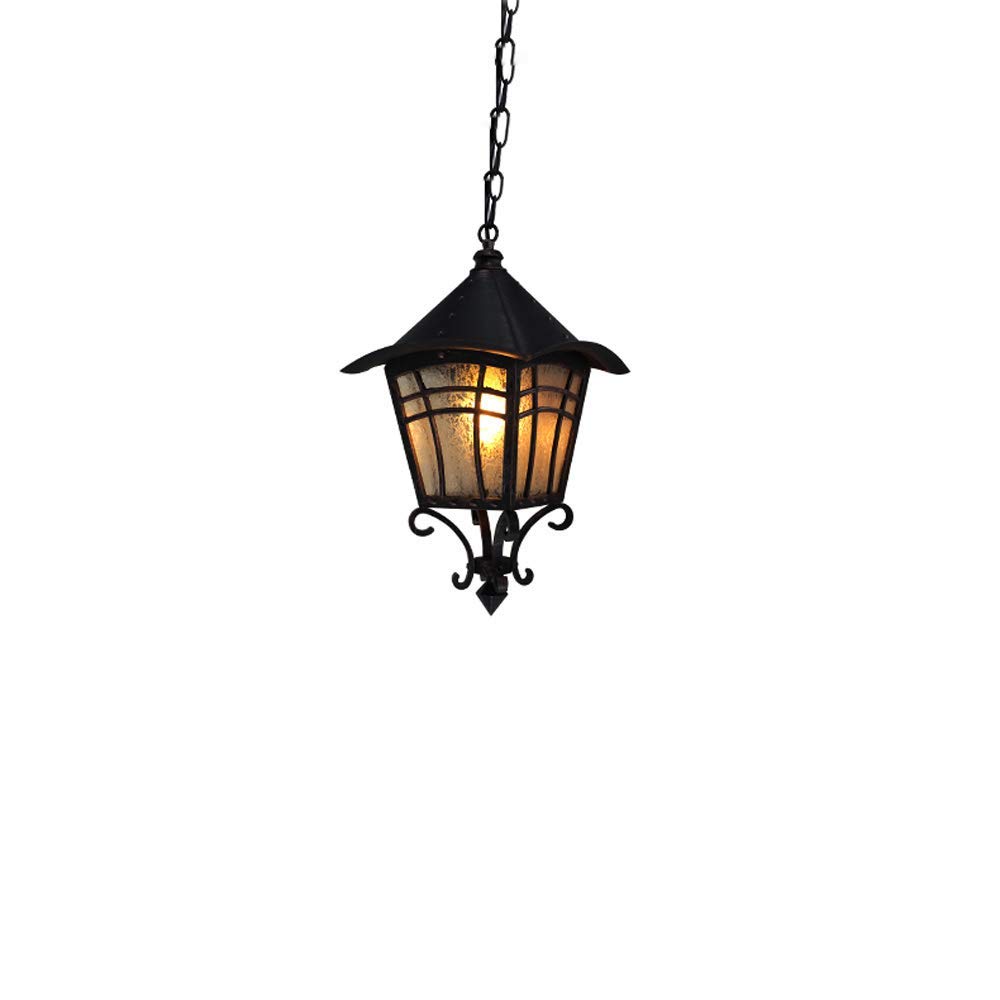 Lanterne antique en verre pour patios et couloirs de villas avec suspension réglable étanche