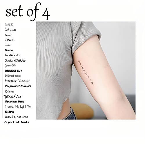 Set Of 4 Heart Temporary Tattoos， Fake Tattoos,Custom Tattoos Temporary, Personalized Waterproof Fake Custom Name Tattoo Body Sticker For Women & Man，2In #TOP4