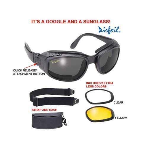 Pacific Coast Airfoil Black Convertible Goggle And Sunglass With 3 Removable Polycarbonate Le - One Size by Pacific Coast Sunglasses - Used condition - Image 2