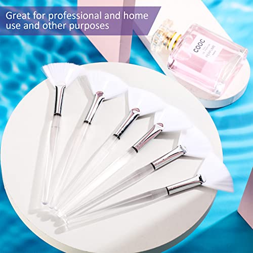 6 Pieces Fan Mask Brushes Soft Fan Facial Mask Applicator Tools Brush Makeup Brushes Cosmetic Tools With Handle For Peel Mask Makeup Women Girls (White Hair) #TOP6