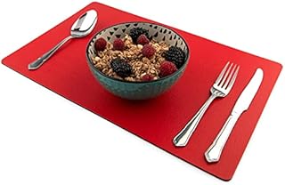Sets of 8 Large London Red Recycled Leather Placemats ( 42cm x 26.5cm ). Made In The UK By Lara-May.