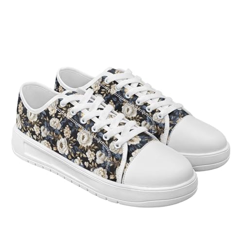 Womens Casual Sneakers Flower Shoes for Women Lightweight & Comfort Canvas Shoes