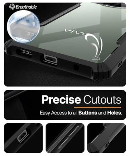 Image of WOW IMAGINE Shock Proof Clear Protective Back Case for Vivo X200 5G - AirEDGE Technology | 360 Degree Camera Protection | Transparent Hybrid Back Case Mobile Cover - Black