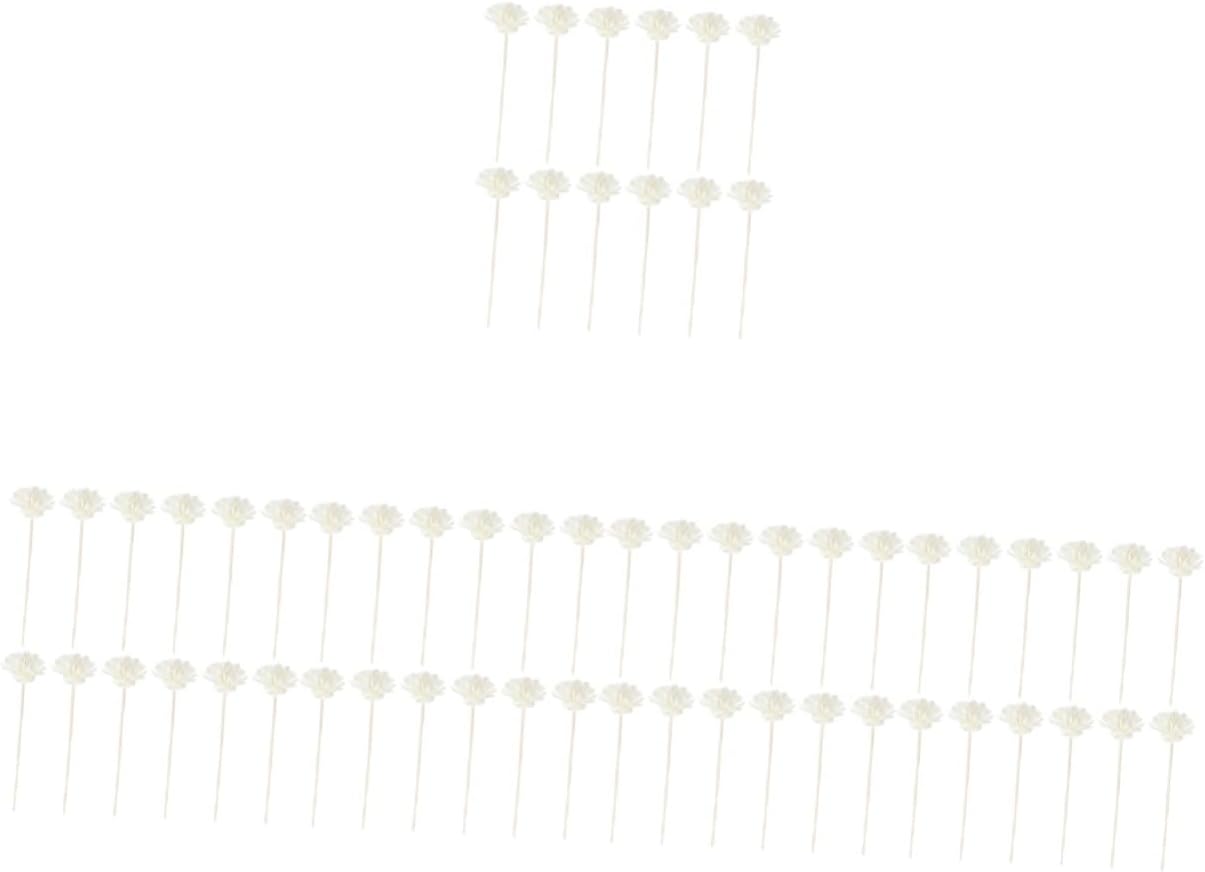 60pcs Flower Shaped Diffuser Sticks for Home Fragrance Aroma Rattan Crafting Sticks Handcrafted White Decorative Accessories for Relaxation and Air Freshening