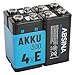 Produktbild ABSINA 4X 9V Akku Block wiederaufladbar 300 mit geringer Selbstentladung - 9V Blockbatterie Akku NiMH mit min. 270mAh & 8,4V - E Block 9V Batterie, Akku 9V Block wiederaufladbar, 9V Batterie Akku