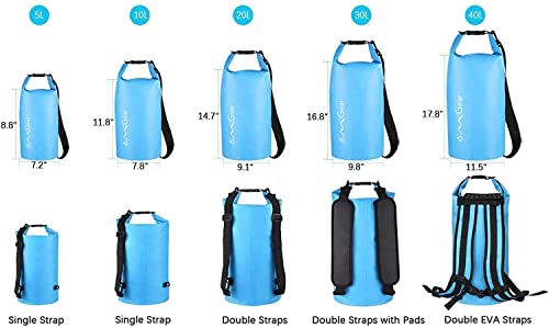 Image of OMGear Waterproof Dry Bag Backpack Phone Pouch 40L /30L /20L /10L /5L Floating Dry Sack for Kayaking Boating Outdoors Activities