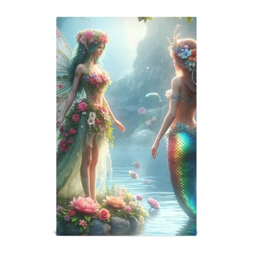 ODAWA Women Mermaid Kitchen Towles Kitchen Dishcloth Towels Dish Cloth for Household Cleaning (18