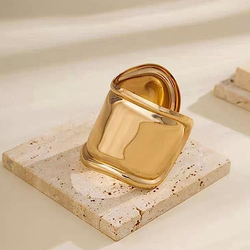 ABJFJE Fashion Exaggerated Wide Grooved Brushed Cuff Hinged Bangle Bracelets Smooth Punk Statement Gold Bangles Bracelet for Women Jewelry Gift Gold4