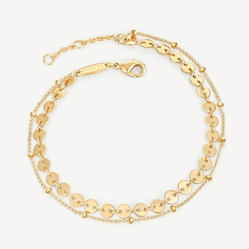Image of MEVECCO Bracelet for Women 14K Gold Plated Dainty Chain Simple Jewelry Cute Handmade Minimalist for Her