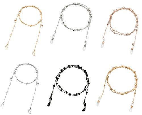 Gresunny 6pcs Brillenkette Damen Brillenband Edelstahl Brillen Cord Dekorative Sonnenbrille Kette Hals Lanyard Anti-Lost Brillen-Halteband Brillenketten Seil Sonnebrillen Band für Frauen Mädchen Cover