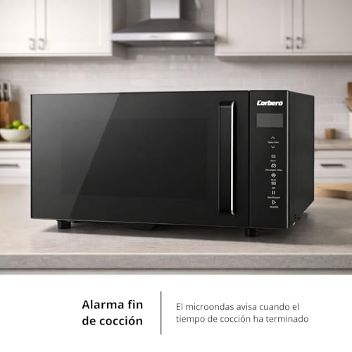 Corberó – Microondas Sin Plato Giratorio con Grill | CMICW8023DF | 23L | 800W | Auto Menú | 5 Niveles de Potencia | Digital Touch | Función Descongelar | Pizza | Negro - imagen 10