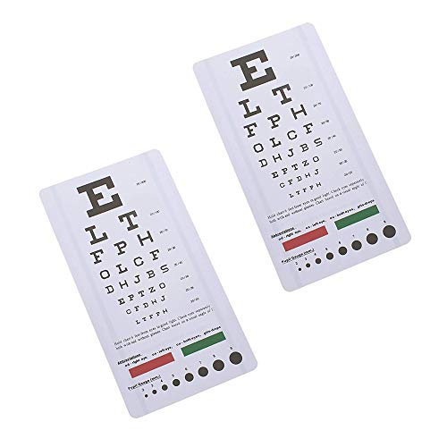 ASA Techmed Snellen Pocket Eye Chart Wall Chart for Visual Acuity with Red + Green Lines, Pupil Gauge (2)