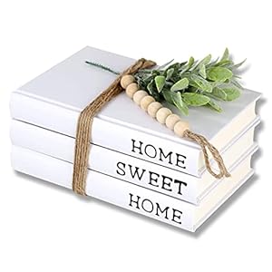 Decorative White Hardcover,Rustic Farmhouse Hardcover Stack,Home|Sweet|Home(Set of 3) for Decorating Coffee Tables and Shelves