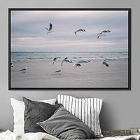 Framed Canvas Wall Art Flying Together Birds Farmhouse/Country Group Group Multicolor Photography Realism Relax/Calm Warm - 16x24 inches