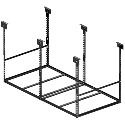 Image of 3x6 Ft Overhead Garage Storage Rack, 28-41 inch Height Adjustable Ceiling Mounted Organization Rack, 550 lbs Weight Capacity, 36 inchx72 inch Heavy Duty Space-Saving Metal Rack for Garage Storage
