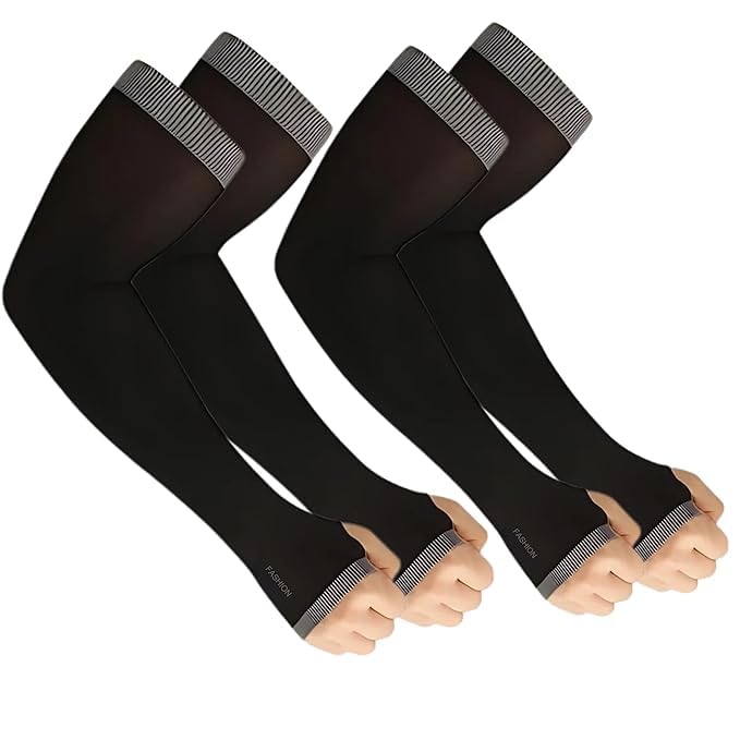 Image of Arm Sleeve UV Protection Cooling Arm Sleeves for Sports Driving Sun Protection Full Hand Gloves Arm Cover For Unisex with Thumb Hole for Boys Girls