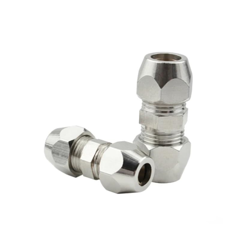 Compression Ferrule Tube Fitting 4-16mm Brass Pipe Double Card Set Copper Joints Tubing Nut Lock Double Straight(OD Tube 14mm to 14mm) Plumbing Fittings