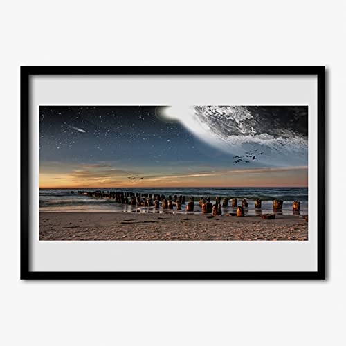 Affiche encadrée 70x50 cm Tulup paysage ocean beach en mdf durable pour une deco chic